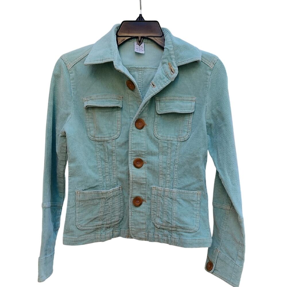 Tulle Light Aqua Corduroy Button-Front Jacket women's small